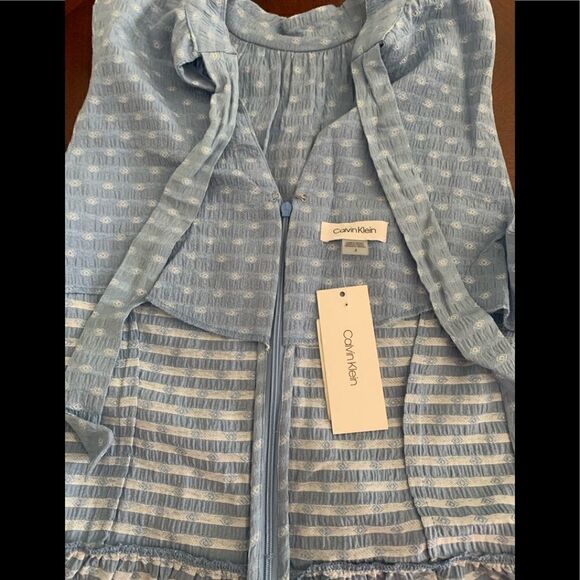 Calvin Klein ock neck chambray dot print babydoll dress size 4, NWT - Picture 4 of 6